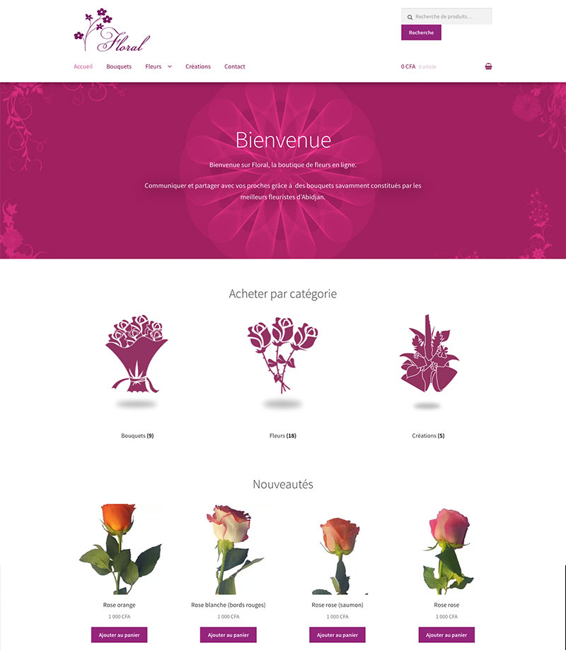 site floral- Design by Chelty, Agence web à Abidjan